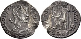 Constans, son of Constantine III, 410 – 411. Siliqua, AR 1.38 g. 410-411, AR 1.38 g. D N CONSTA – NS P F [AVG] Pearl-diademed, draped and cuirassed bu...