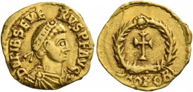 Libius Severus, 461 – 465. Tremissis 462, AV 1.33 g. D N LIB SEVE – RVS P F AVG Pearl-diademed, draped and cuirassed bust r. Rev. Cross within wreath;...