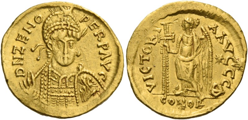 Zeno second reign, 476 – 491. Solidus, Constantinopolis 476-491, AV 4.42 g. D N ...