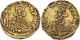 Nicephorus I, 802 – 811. Debased solidus, Naples 803-811, AV 4.06 g. …SPOHE Crowned bust of Nicephorus I, holding cross potent and akakia. Rev. …SPOHE...
