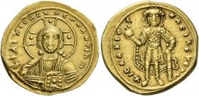 Isaac I Comnenus, 1 September 1057 – 22 November 1059. Tetarteron 1057–1059, AV 4.05 g. +IhS XIS DCX REGNANTIhm Facing bust of Christ, with decorated ...