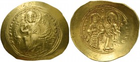 Constantine X Ducas, 23 November 1059 – 23 May 1067. Histamenon circa 1059-1067, AV 4.39 g. Christ, nimbate, seated facing on lyre-backed throne, rais...