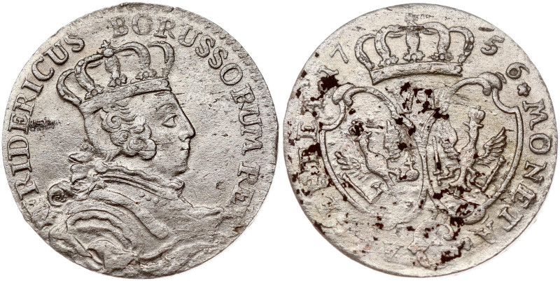 Germany, Prussia. Friedrich II (1740-1786). 6 Groscher 1756 C. Silver 2.77 g. KM...
