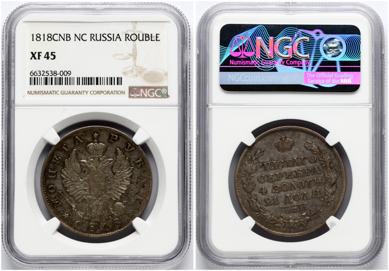 Russia. Alexander I (1801-1825). Rouble 1818 СПБ-ПС, St. Petersburg. Eagle of 18...