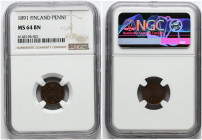 Russia for Finland Penni 1891 NGC MS 64 BN ONLY 5 COINS IN HIGHER GRADE
