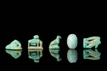 SET OF EGYPTIAN FAIENCE AMULETS