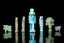 SET OF EGYPTIAN FAIENCE AMULETS
