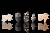 SET OF EGYPTIAN STONE PENDANTS AND AMULETS