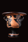 APULIAN RED-FIGURE BELL KRATER WITH LADY OF FASHION