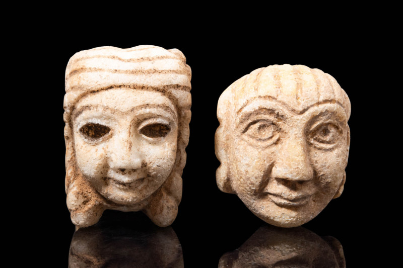 PAIR OF SUMERIAN STONE HEADS

Ca. 2500 - 2200 BC. A pair of finely sculpted an...