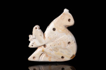 MESOPOTAMIAN MOTHER OF PEARL AMULET DEPICTING THE BIRD OF PREY WITH ORIGINAL PROF. LAMBERT REPORT