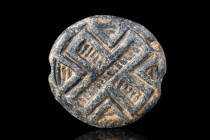 MESOPOTAMIAN OR CENTRAL ASIA BLACK STONE STAMP SEAL WITH ORIGINAL PROF. LAMBERT REPORT