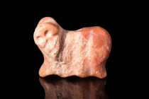 MESOPOTAMIAN RED STONE STAMP SEAL QUADRUPED SHAPED WITH ORIGINAL PROF. LAMBERT REPORT