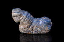 MESOPOTAMIAN LAPIS LAZULI BOVINE SHAPED STAMP SEAL WITH ORIGINAL PROF. LAMBERT REPORT