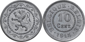 Belgium. Emergency Coinage. German occupation during the World War I. 10 Cent 1915. KM 82. ZN. 3.98 g. 22 mm. In high grade of conservation. Rare as s...