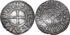 France. Charles le Chauve (the Bald) (840-877) as Charles II, King of West Francia. Denier Class 2. St Denis mint. Struck 864-877 and later. MEC 1, 89...