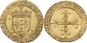 France. Charles VIII (1483-1498). Ecu d'or au soleil, Tours mint. Duplessy 575; Fried. 318. AV. 3.42 g. 26 mm. Irregular flan, otherwise. good EF.