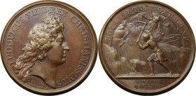 France. Louis XIV (1643-1715). Medal 1668 for the capture of the city of Dole. Obv. LUDOVICUS XIIII REX CHRISTIANISSIMUS. Bust left; below, J. MAVGER ...