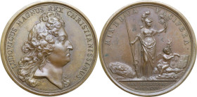 France. Louis XIV (1643-1715). Medal 1696 commemorating the end of the conflict between France and Savoy. Obv. LUDOVICUS MAGNUS REX CHRISTIANISSIMUS. ...