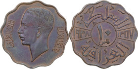 Iraq. Ghazi I (1933-1939). 10 Fils 1937 AH 1358. KM 103b. AE. 6.69 g. 25 mm. Good VF.