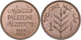 Palestine. Mil 1942. KM 1. CU. 3.26 g. 21 mm. Red copper. FDC.