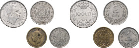 Romania. Lot of four (4) coins: 100 Lei 1943, 5 Lei 1930, 2 Lei 1924, 1 Leu 1924. AR.