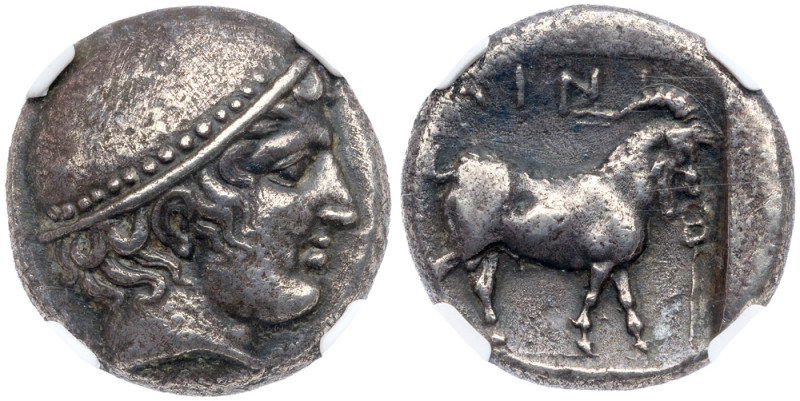 Thrace. Ainos. Silver Tetradrachm (15.65 g), ca. 412/1-410/9 BC. Head of Hermes ...