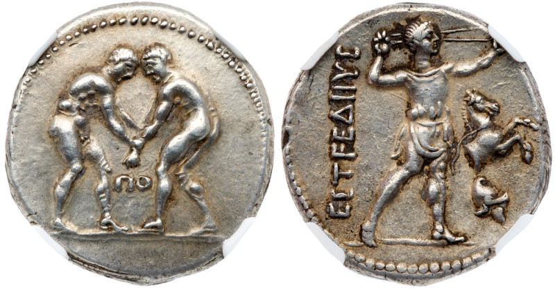 Pamphylia. Aspendos. Silver Stater (10.47 g), ca 330/25-250 BC. Two wrestlers gr...