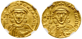 Constantine V Copronymus with Leo III (AD 740/1-775). Gold Solidus (4.46 g). Constantinople, struck AD 740-742.