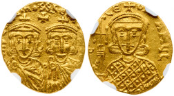 Constantine V Copronymus, with Leo IV and Leo III (AD 741-775). Gold Solidus (4.37 g). Constantinople, struck ca. AD 764-773.