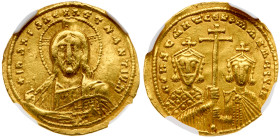 Constantine VII Porphyrogenitus and Romanus II (913-959). Gold Solidus (4.38 g). Constantinople, struck 955-959.