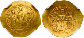 Romanus IV Diogenes, with Eudocia, Michael VII, Constantius and Andronicus (1068-1071). Gold Histamenon Nomisma (4.34 g). Constantinople.