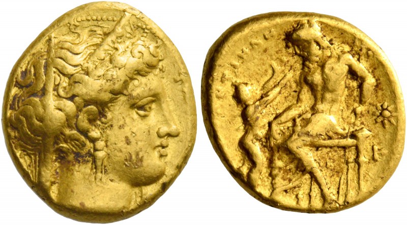 Calabria, Tarentum. Stater circa 333-331/0, AV 8.52 g. Veiled and diademed head ...