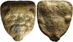 Selinus. Hexas circa 443-415, Æ 5.64 g. Head of of Silenus facing. Rev. Selinon leaf; around, two pellets. SNG Morcom 688. Calciati 9.
Brownish-green ...