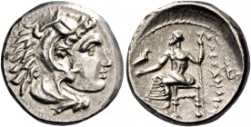Alexander III, 336 – 323 and posthumous issues. Drachm, Sardes circa 334-323, AR 4.29 g. Head of Heracles r., wearing lion skin headdress. Rev. Zeus s...