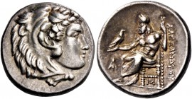 Alexander III, 336 – 323 and posthumous issues. Drachm, Sardes circa 334-323, AR 4.25 g. Head of Heracles r., wearing lion skin headdress. Rev. Zeus s...