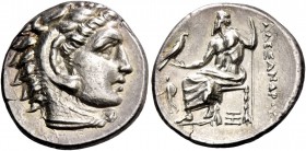 Alexander III, 336 – 323 and posthumous issues. Drachm, Abydus (?) circa 328-323, AR 4.28 g. Head of Heracles r., wearing lion skin headdress. Rev. Ze...
