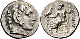 Alexander III, 336 – 323 and posthumous issues. Drachm, Abydus (?) circa 328-323, AR 4.37 g. Head of Heracles r., wearing lion skin headdress. Rev. Ze...