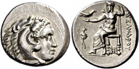 Alexander III, 336 – 323 and posthumous issues. Drachm, Abydus (?) circa 328-323, AR 4.31 g. Head of Heracles r., wearing lion skin headdress. Rev. Ze...