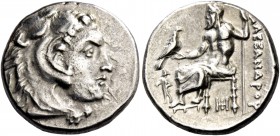 Alexander III, 336 – 323 and posthumous issues. Drachm, Abydus (?) circa 328-323, AR 4.25 g. Head of Heracles r., wearing lion skin headdress. Rev. Ze...