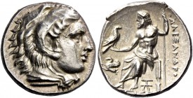 Alexander III, 336 – 323 and posthumous issues. Drachm, Abydus (?) circa 328-323, AR 4.27 g. Head of Heracles r., wearing lion skin headdress. Rev. Ze...