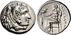Alexander III, 336 – 323 and posthumous issues. Drachm, Miletus circa 325-323, AR 4.29 g. Head of Heracles r., wearing lion skin headdress. Rev. Zeus ...