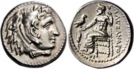 Alexander III, 336 – 323 and posthumous issues. Drachm, Miletus circa 325-323, AR 4.30 g. Head of Heracles r., wearing lion skin headdress. Rev. Zeus ...