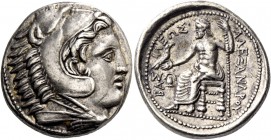 Alexander III, 336 – 323 and posthumous issues. Tetradrachm, Amphipolis circa 323-320, AR 17.10 g. Head of Heracles r., wearing lion skin headdress. R...