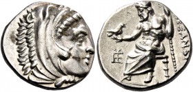 Alexander III, 336 – 323 and posthumous issues. Drachm, Sardes circa 323-319, AR 4.28 g. Head of Heracles r., wearing lion skin headdress. Rev. Zeus s...