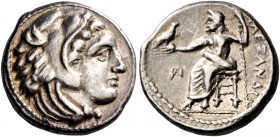 Alexander III, 336 – 323 and posthumous issues. Drachm, Amphipolis circa 320-317, AR 4.28 g. Head of Heracles r., wearing lion skin headdress. Rev. Ze...