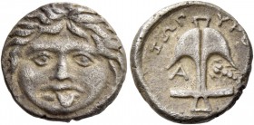 Thrace, Apollonia Pontica. Drachm V-IV century, AR 2.72 g. Gorgoneion. Rev. Anchor; in fields, A – crayfish. Traitè 1631. SNG BM Black Sea –. Lexicon ...