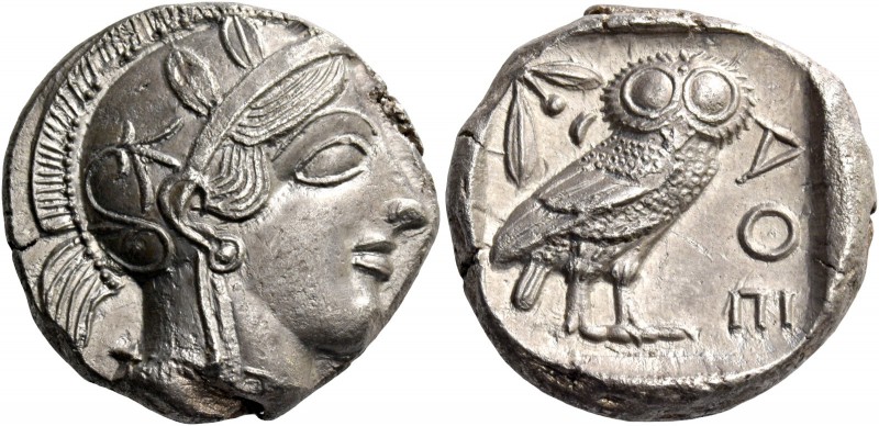 Attica, Athens. Tetradrachm after 449, AR 17.07 g. Head of Athena r., wearing At...