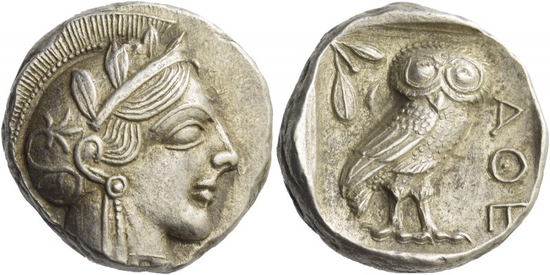 Attica, Athens. Tetradrachm circa 420-410, AR 17.16 g. Head of Athena r., wearin...