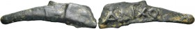 Scythia, Olbia. Cast bronze late V-IV century, Æ 4.00 g. Dolphins. Flat reverse on which, APIX:O. SNG BM Black Sea 376.
Dark green patina and very fin...